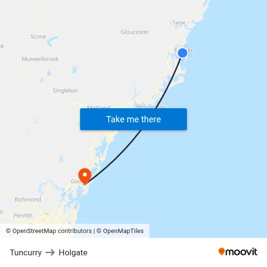 Tuncurry to Holgate map