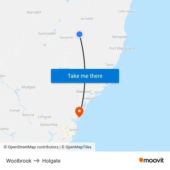 Woolbrook to Holgate map