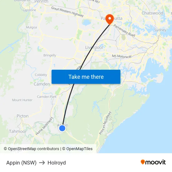Appin (NSW) to Holroyd map