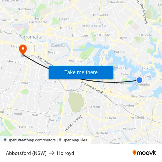 Abbotsford (NSW) to Holroyd map