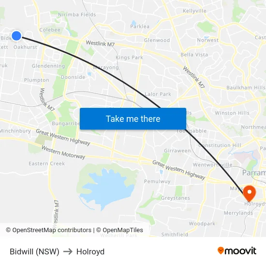 Bidwill (NSW) to Holroyd map