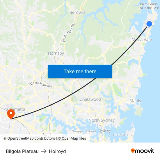 Bilgola Plateau to Holroyd map