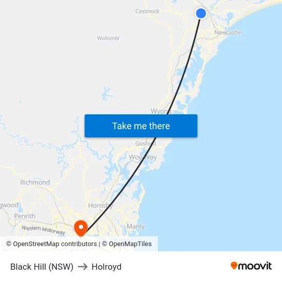 Black Hill (NSW) to Holroyd map