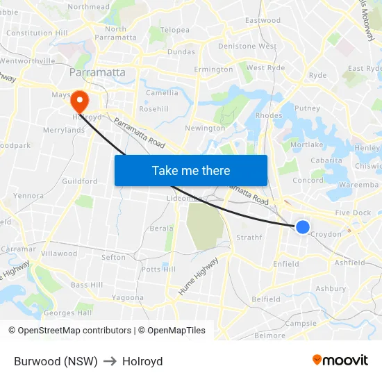 Burwood (NSW) to Holroyd map