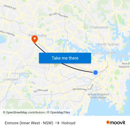 Enmore (Inner West - NSW) to Holroyd map