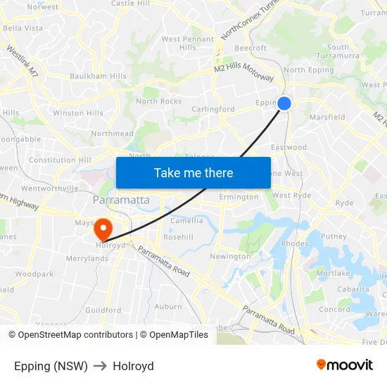 Epping (NSW) to Holroyd map