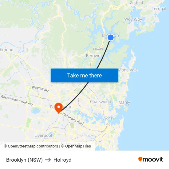 Brooklyn (NSW) to Holroyd map