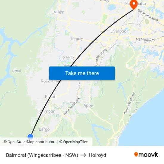 Balmoral (Wingecarribee - NSW) to Holroyd map