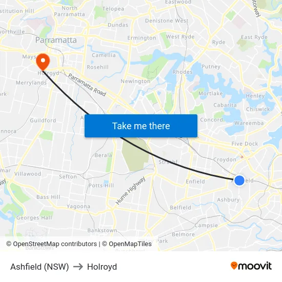 Ashfield (NSW) to Holroyd map