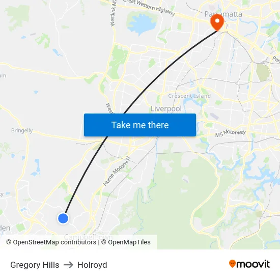 Gregory Hills to Holroyd map