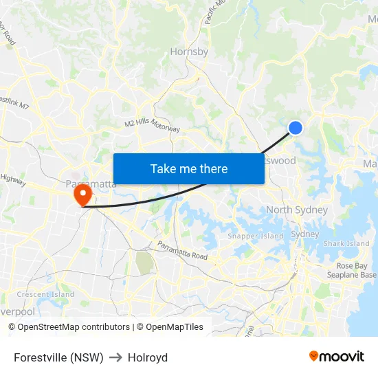 Forestville (NSW) to Holroyd map