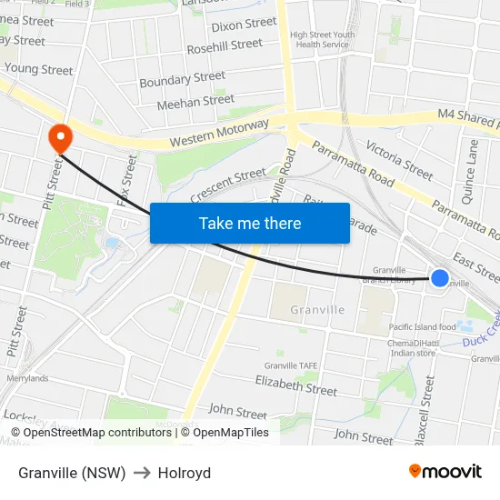 Granville (NSW) to Holroyd map