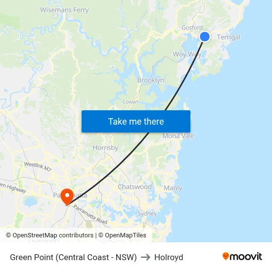 Green Point (Central Coast - NSW) to Holroyd map