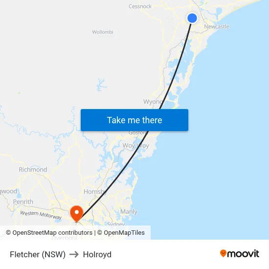 Fletcher (NSW) to Holroyd map