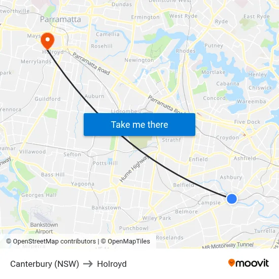 Canterbury (NSW) to Holroyd map