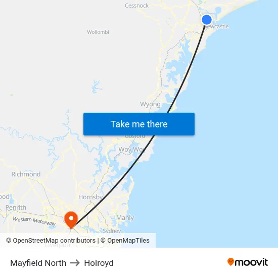 Mayfield North to Holroyd map