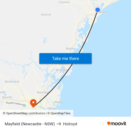 Mayfield (Newcastle - NSW) to Holroyd map