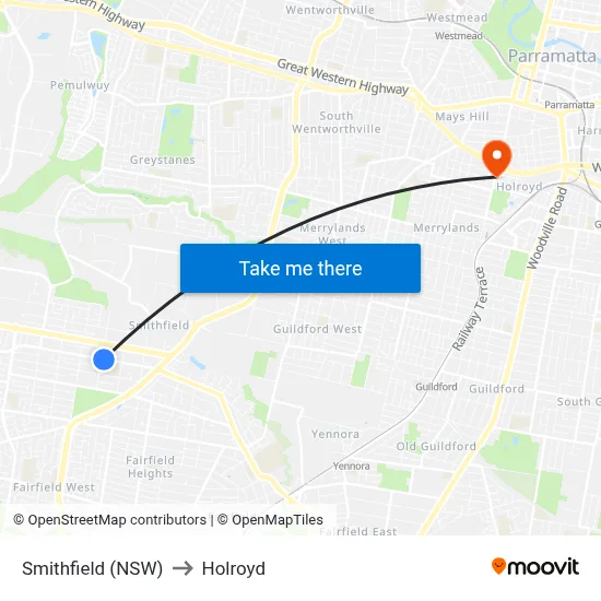 Smithfield (NSW) to Holroyd map