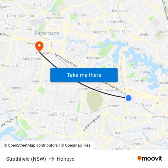 Strathfield (NSW) to Holroyd map