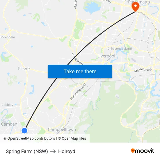 Spring Farm (NSW) to Holroyd map