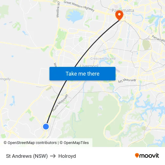 St Andrews (NSW) to Holroyd map