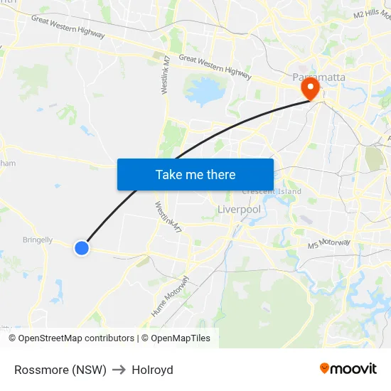 Rossmore (NSW) to Holroyd map