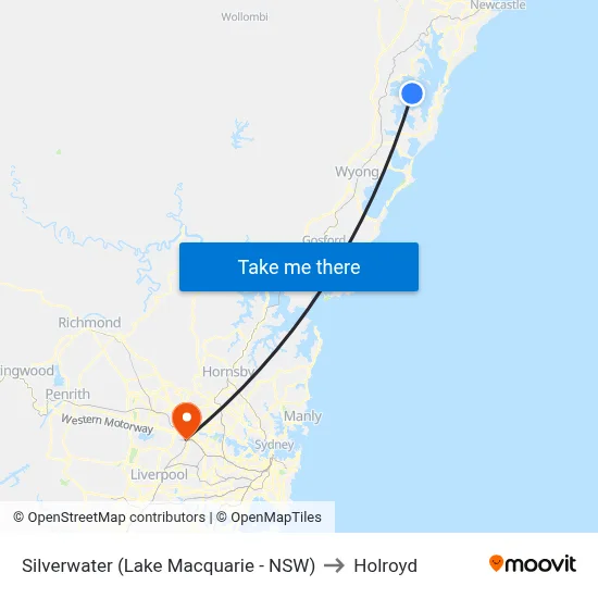 Silverwater (Lake Macquarie - NSW) to Holroyd map