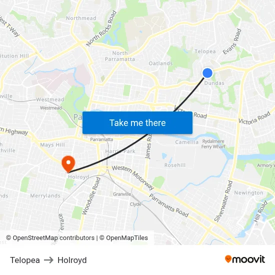 Telopea to Holroyd map