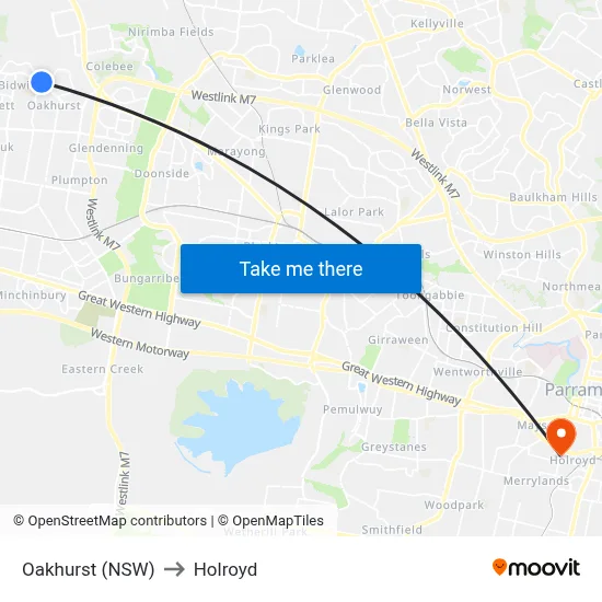 Oakhurst (NSW) to Holroyd map