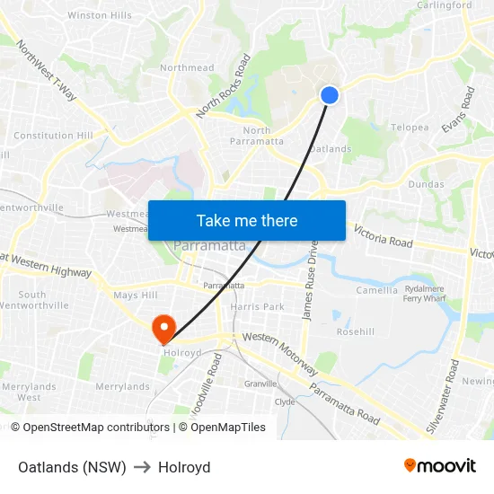 Oatlands (NSW) to Holroyd map