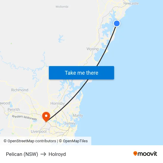 Pelican (NSW) to Holroyd map