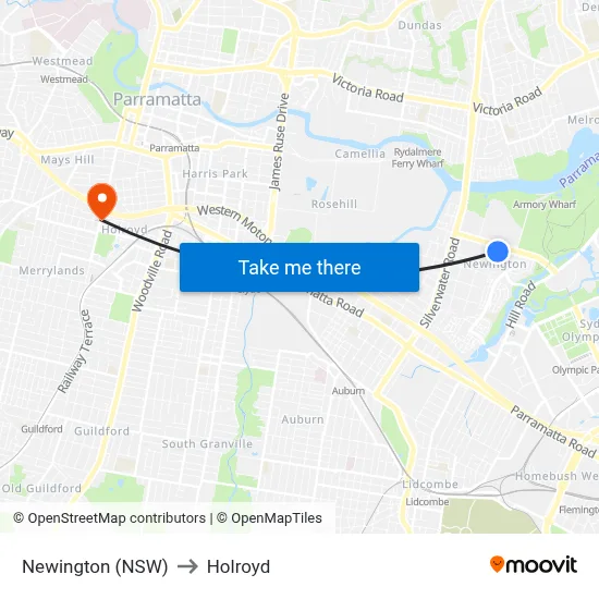Newington (NSW) to Holroyd map