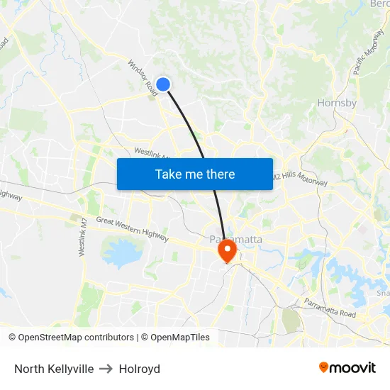 North Kellyville to Holroyd map