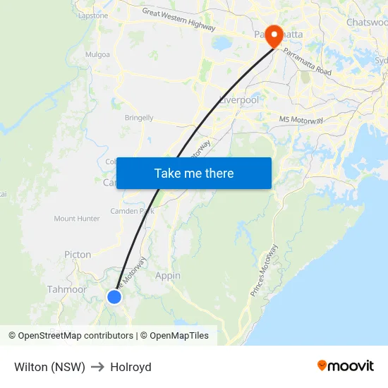 Wilton (NSW) to Holroyd map