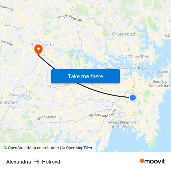 Alexandria to Holroyd map