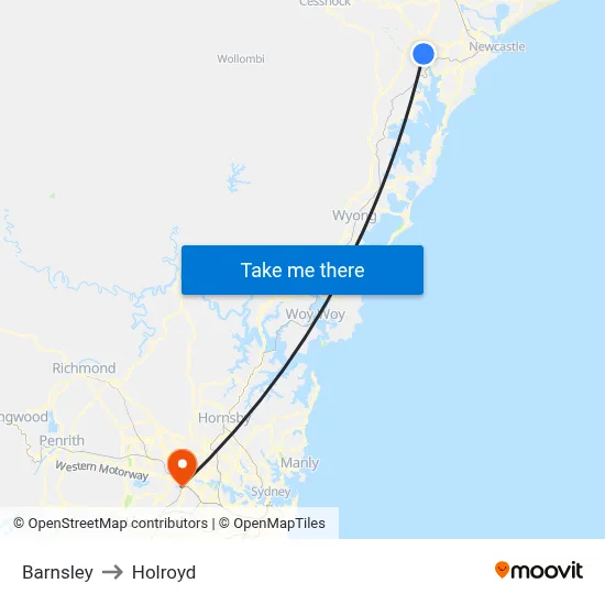 Barnsley to Holroyd map