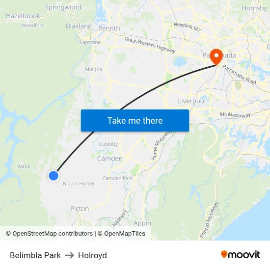 Belimbla Park to Holroyd map