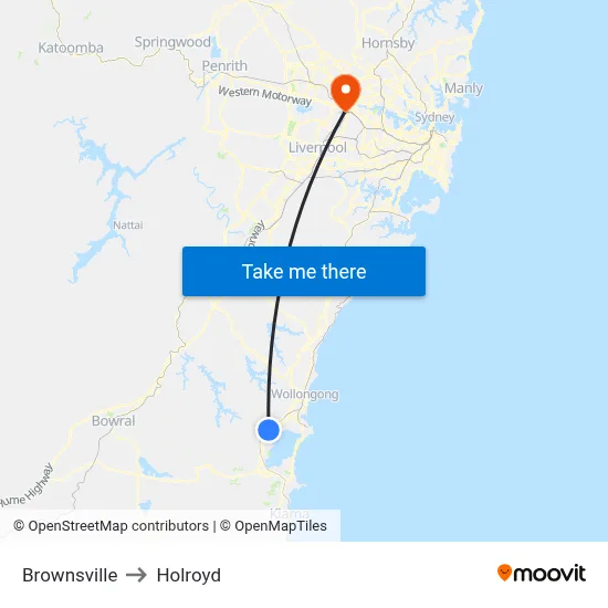 Brownsville to Holroyd map