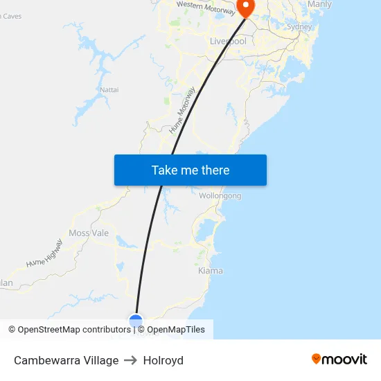 Cambewarra Village to Holroyd map