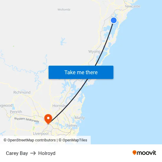 Carey Bay to Holroyd map