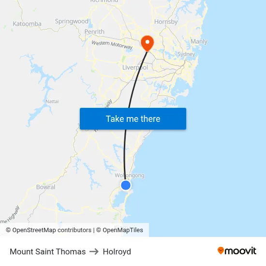 Mount Saint Thomas to Holroyd map