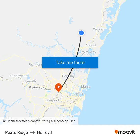 Peats Ridge to Holroyd map