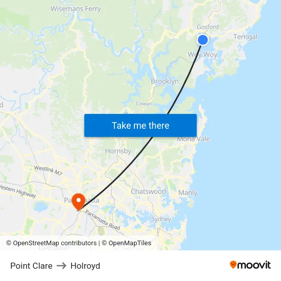 Point Clare to Holroyd map