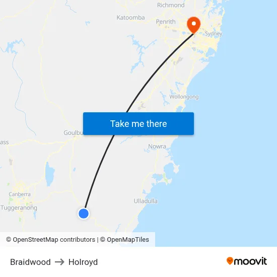Braidwood to Holroyd map