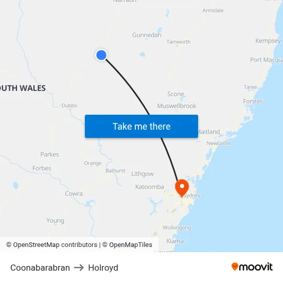 Coonabarabran to Holroyd map