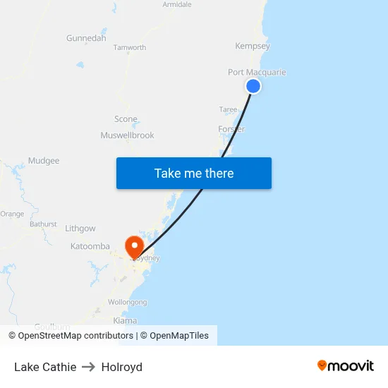 Lake Cathie to Holroyd map