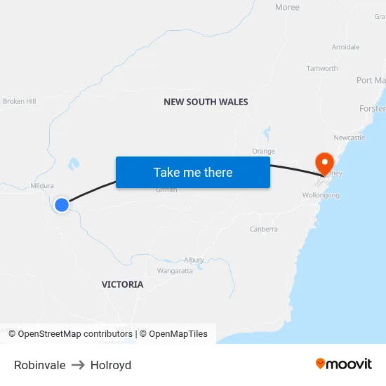 Robinvale to Holroyd map