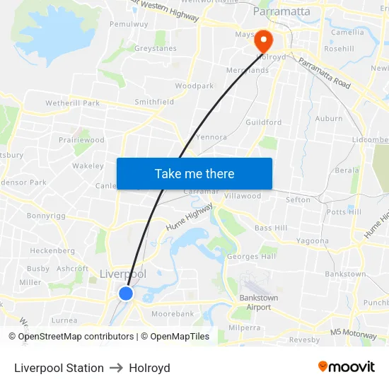 Liverpool Station to Holroyd map