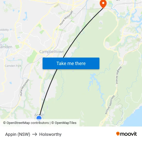 Appin (NSW) to Holsworthy map