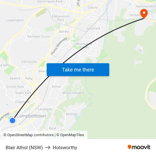 Blair Athol (NSW) to Holsworthy map